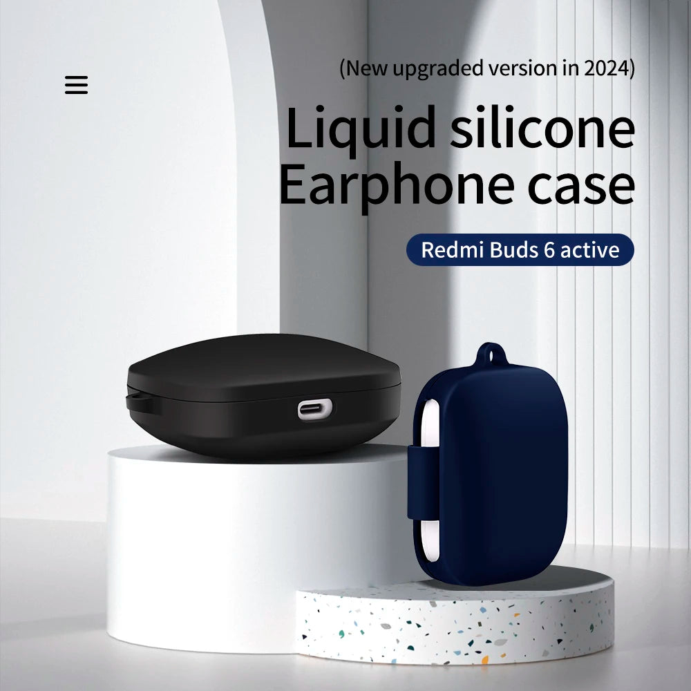 Silicone Case for Redmi Buds 6 Active Cases Wireless Earphone Cover For Xiaomi Redmi Buds6 Active Covers with Hook Accessories