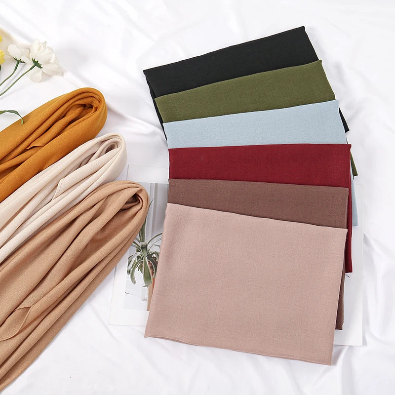 90*90cm Thin Soft Square Scarves for Women Simplicity Solid Color Cotton Linen Headscarf Muslim Female's Hijabs Bag Accessories Beauty World Shop