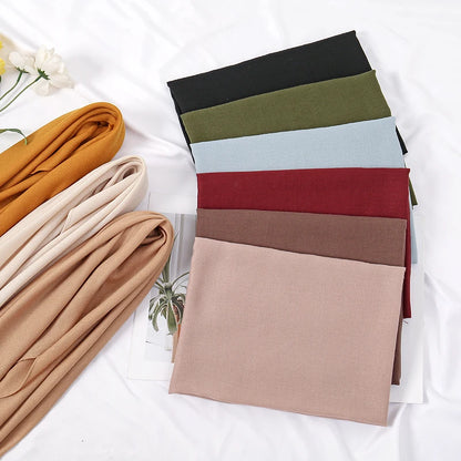 90*90cm Thin Soft Square Scarves for Women Simplicity Solid Color Cotton Linen Headscarf Muslim Female's Hijabs Bag Accessories Beauty World Shop