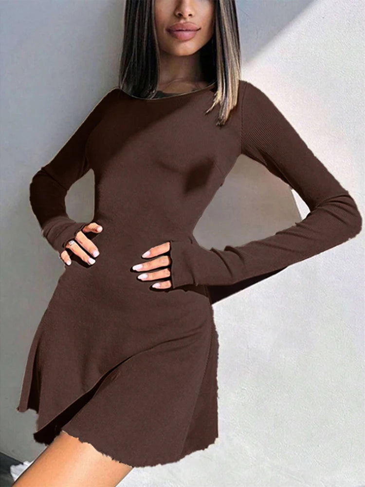 Women's Sexy Club Long Sleeve Mini Bodycon Dress Suitable For Nightclub, Family Party, Vacation, Leisure Beauty World Shop