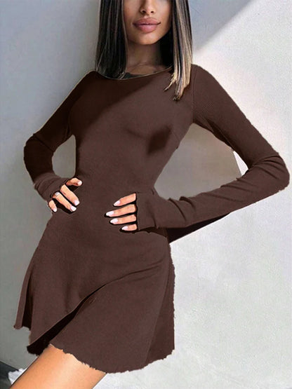 Women's Sexy Club Long Sleeve Mini Bodycon Dress Suitable For Nightclub, Family Party, Vacation, Leisure Beauty World Shop