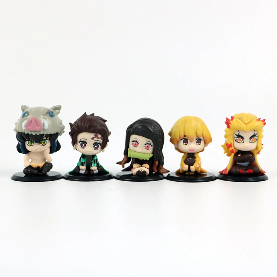 5 Style/Set Q Version Demon Slayer Sitting Ghost Doll Tanjiro Nidouzi Inosuke Zenizu Figure Action Figure Movie Model Toys Doll Beauty World Shop