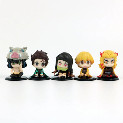 5 Style/Set Q Version Demon Slayer Sitting Ghost Doll Tanjiro Nidouzi Inosuke Zenizu Figure Action Figure Movie Model Toys Doll Beauty World Shop