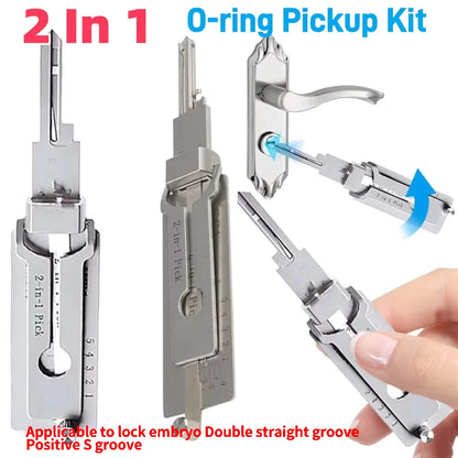 SS001 Stainless Steel Key Decoder 2 In 1 Precision Hook & Pick Set Lock Decoder O-ring Pickup Kit Maintenance Repair Hand Tools Beauty Fashion