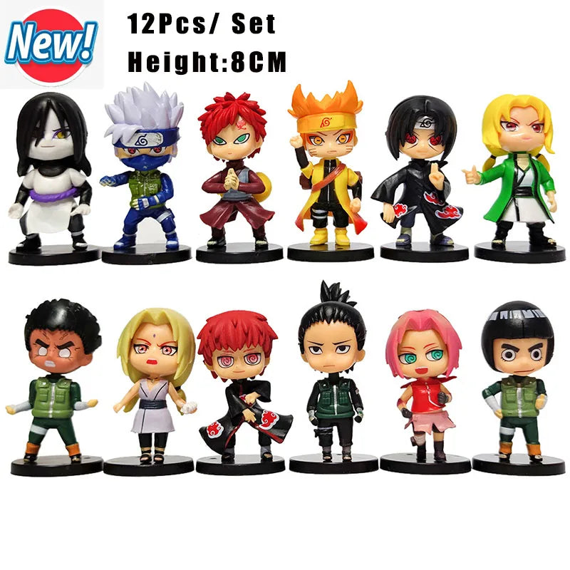 New 12pcs/set Anime Figure Naruto Shippuden Hinata Sasuke Itachi Kakashi Gaara Action Figure Q Version PVC Figures Toys  Gift Beauty World Shop