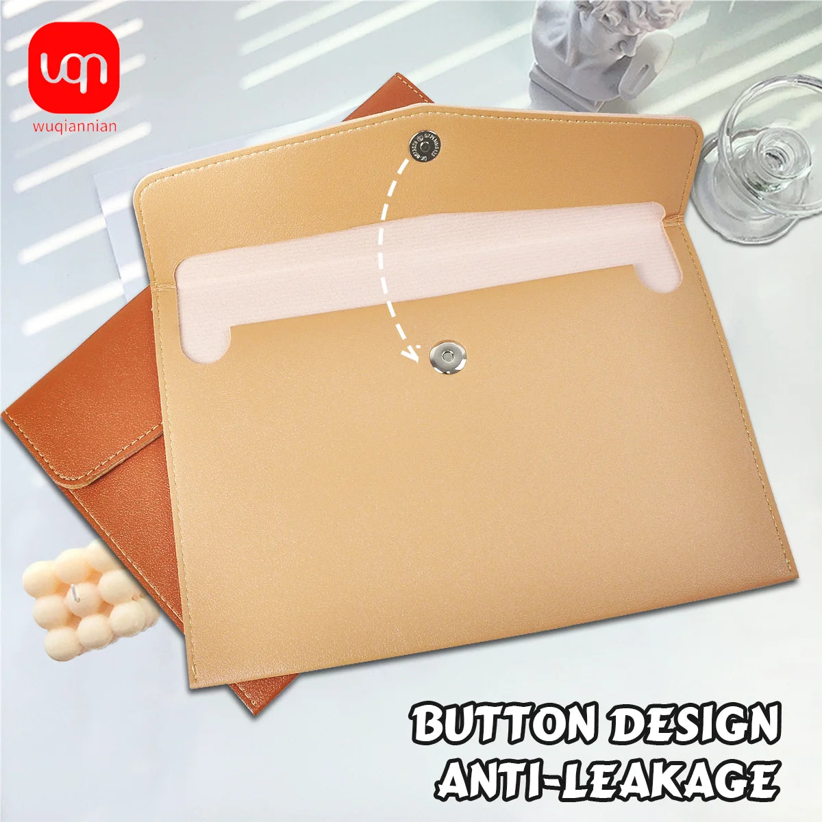 WQN-1PC PU Leather Document Bag A5, Wear-Resistant, Large Capacity, Waterproof, Suitable for Office and School Document Storage Beauty World Shop
