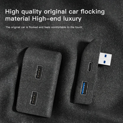 YZ Glove Box Docking Station For Tesla Model 3 Y Juniper Highland Quick Charger 4 USB Shunt Hub Flocking Adapter Powered Splitte Beauty World Shop