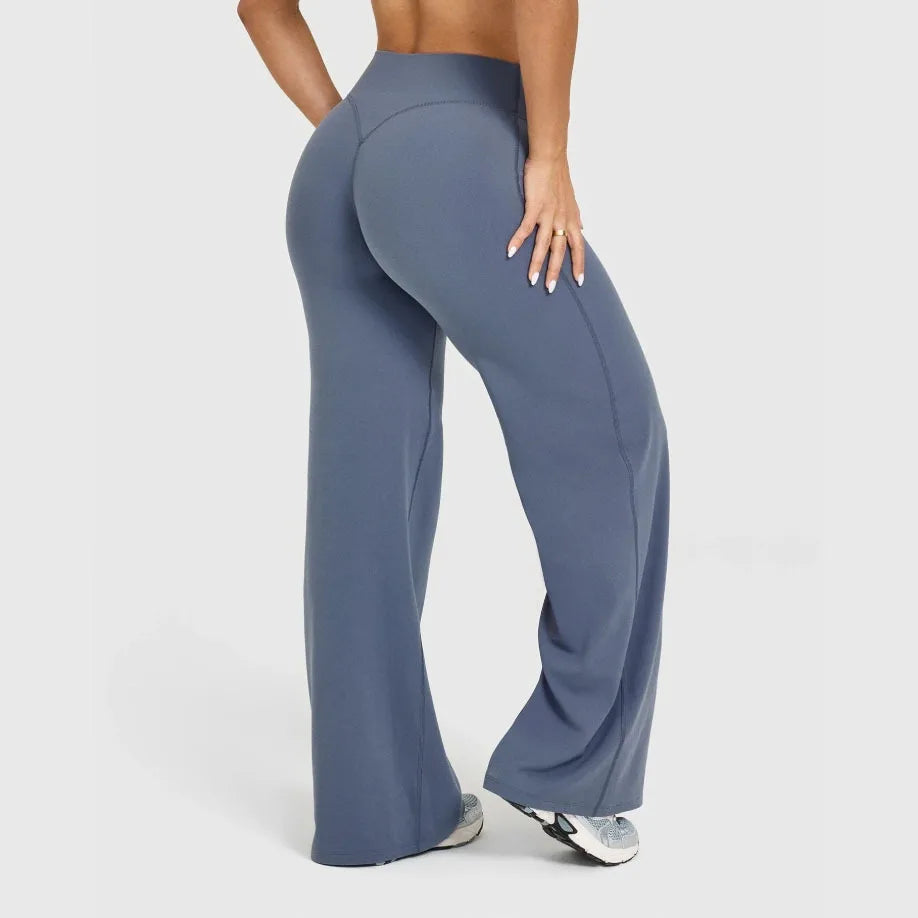 NCLAGEN SoftMotion Straight Leg Bottoms Women's Mid-Waist Yoga Pants GYM Leggings Naked Feel Pilates Running Sports Trousers Beauty World Shop
