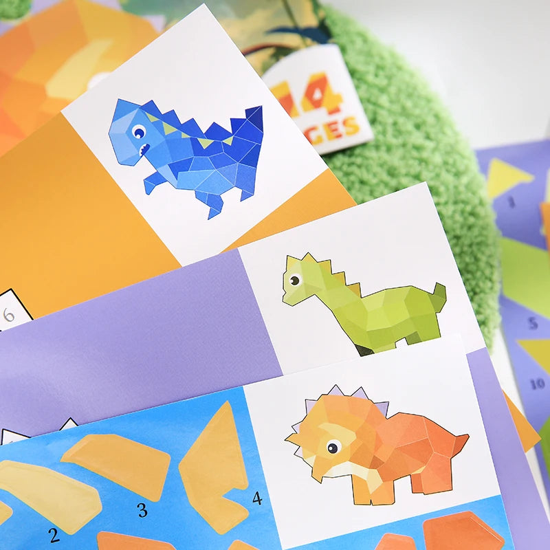 Mr Paper 12pcs/bag Sticker Book Students' Handmade 3D Geometric Collage DIY Stickers Early Educational Stickers For Journal Beauty World Shop
