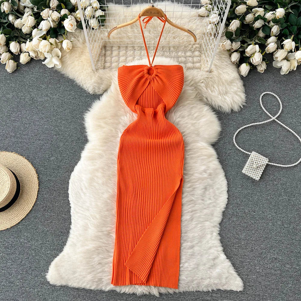 YuooMuoo Chic Fashion Sexy Package Hips Split Knitted Summer Dress 2025 Women Slim Elastic Bodycon Party Dress Streetwear Outfit Beauty World Shop