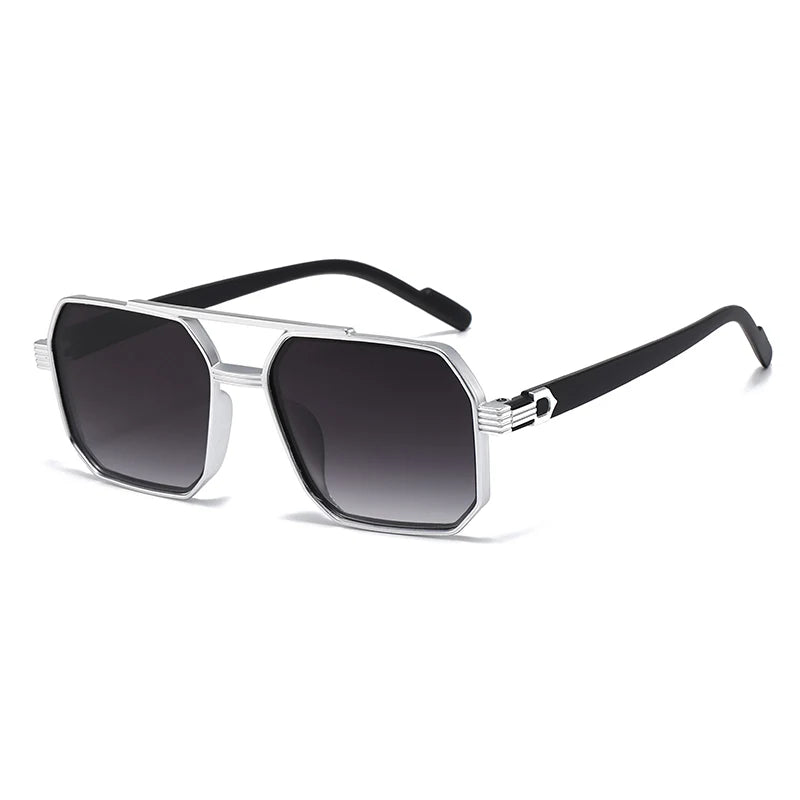 Hiking New Fashion Double Beam Polygonal Anti Light Glasses Retro Personalized Trendy Large Frame Eyewear European and American Beauty World Shop