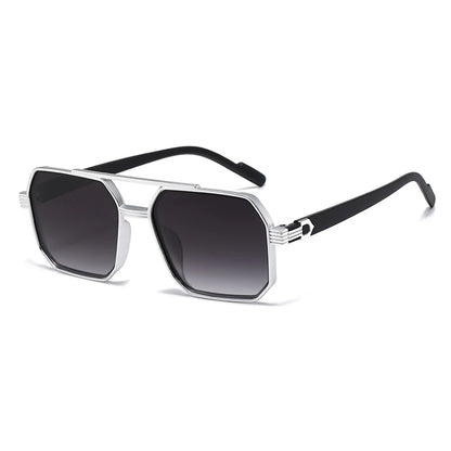 Hiking New Fashion Double Beam Polygonal Anti Light Glasses Retro Personalized Trendy Large Frame Eyewear European and American Beauty World Shop
