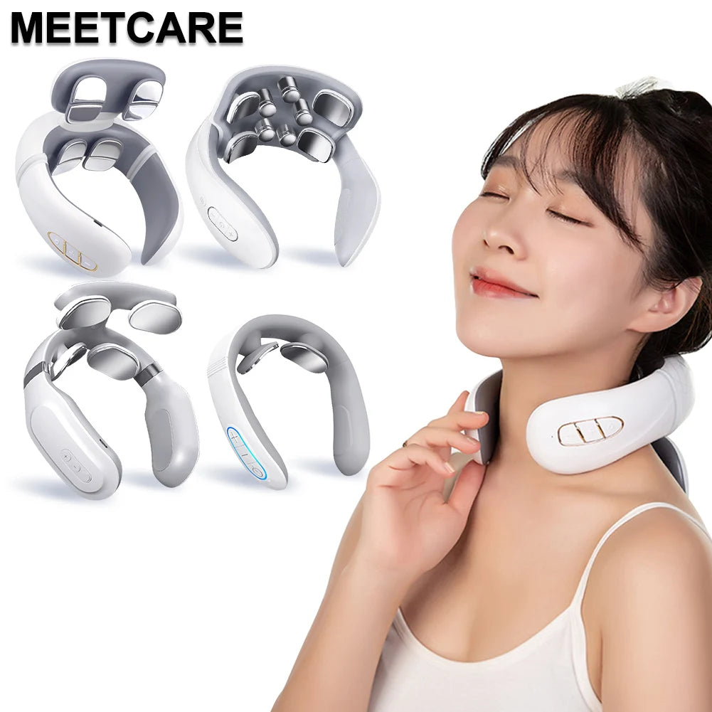 TENS Pulse Back Neck Massage Wireless Smart Sholder Cervical Massager Heating Muscle Punch Beating Health Care Tool