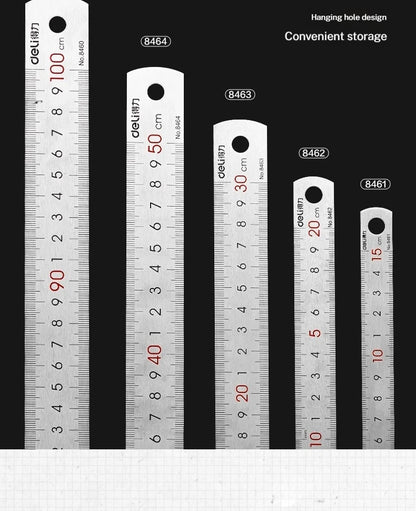 Deli Stainless Steel Ruler for Students And Woodworkers Straight Edge Measuring Tool for Drawing And Drafting 15/20/30/50cm Beauty World Shop