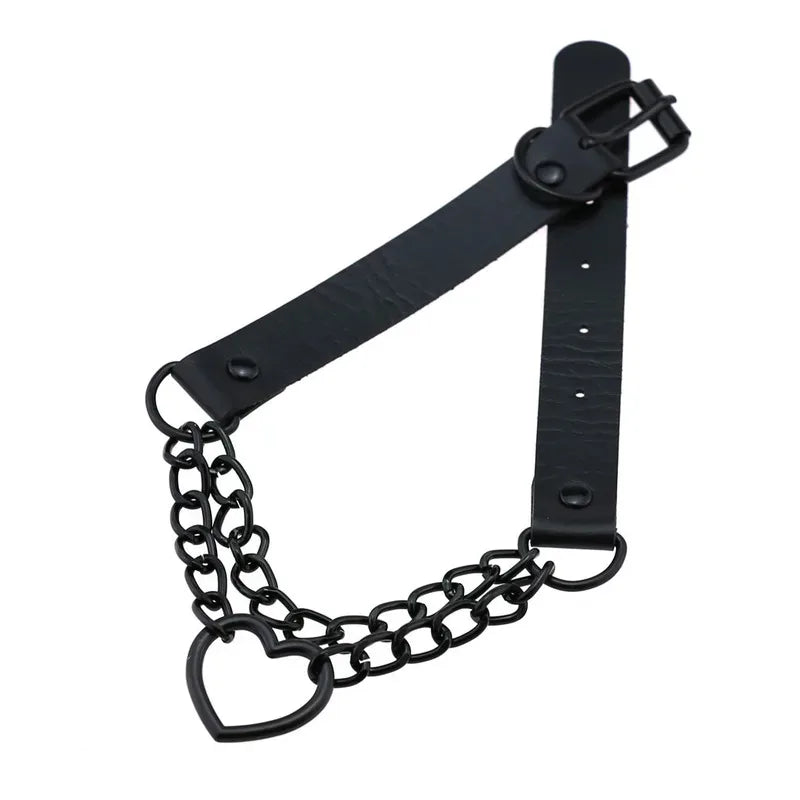 Vintage Black chain jazz dance necklace punk rock choker PU leather goth rivets collar party club Gothic jewelry Harajuku Beauty World Shop