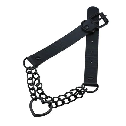 Vintage Black chain jazz dance necklace punk rock choker PU leather goth rivets collar party club Gothic jewelry Harajuku Beauty World Shop