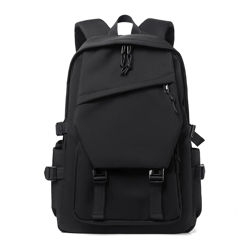 One 15 Inch Polyester Waterproof Solid Color Simple Men's Backpack Fashion Couple Student Computer Backpack Beauty World Shop