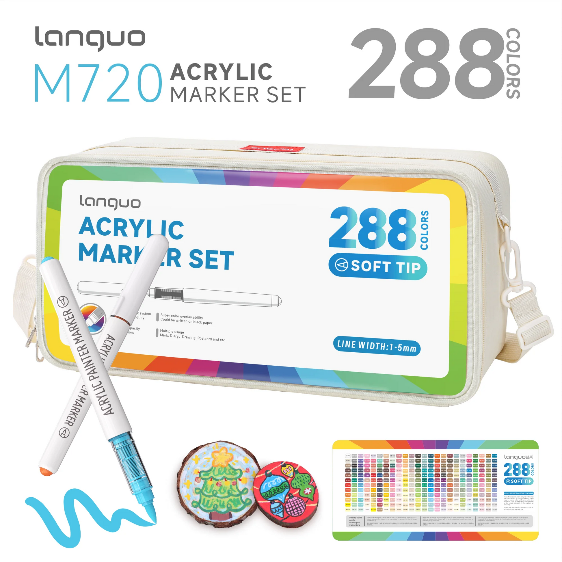 Languo 9pcs/box Soft Brush Acrylic Marker Pen Set，DIY Hand Drawn,Paint Art Markers pens,Student Graffiti Acrylic Paint Pens,M720 Beauty World Shop