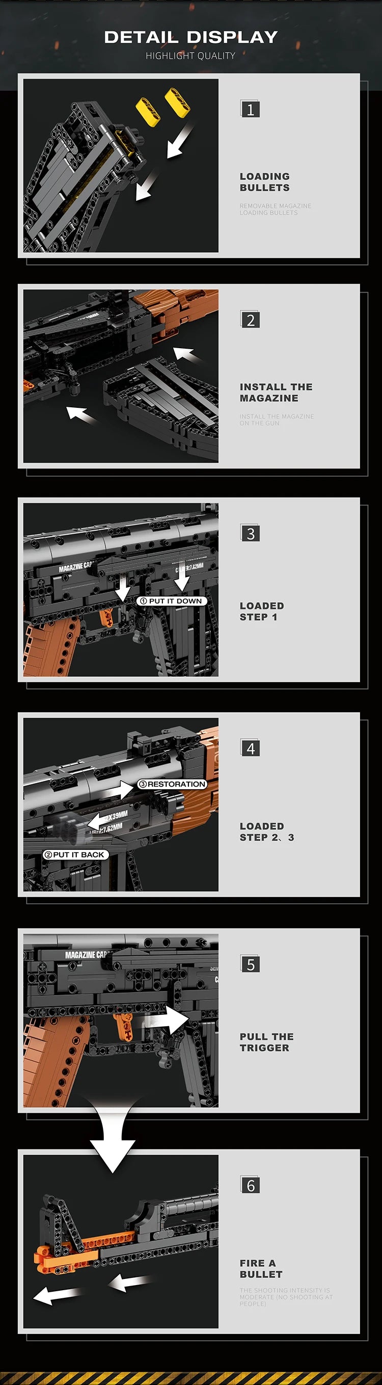 AK47 Assault Rifle Model Building Blocks Military Army Weapon Shootable Imitation Gun Bricks Children’s Holiday Gifts DIY Toys Beauty World Shop