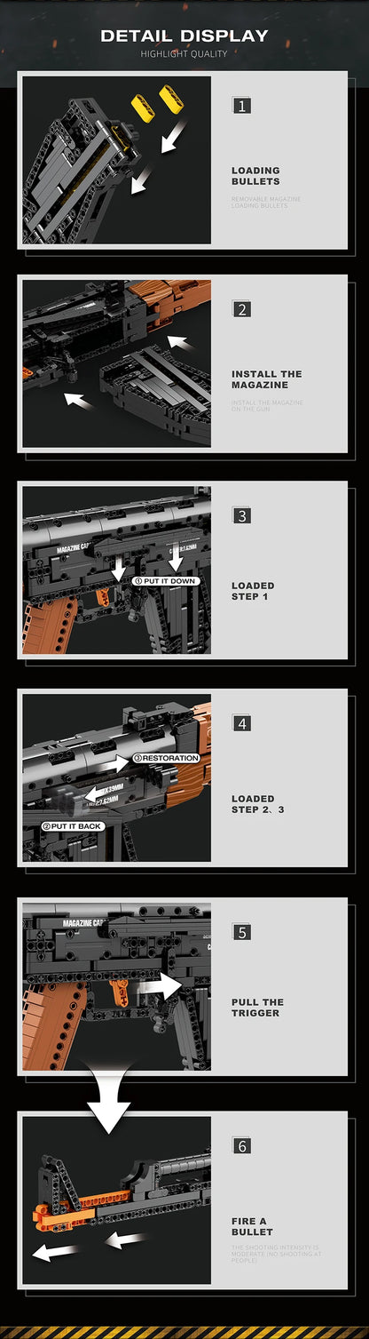 AK47 Assault Rifle Model Building Blocks Military Army Weapon Shootable Imitation Gun Bricks Children’s Holiday Gifts DIY Toys Beauty World Shop