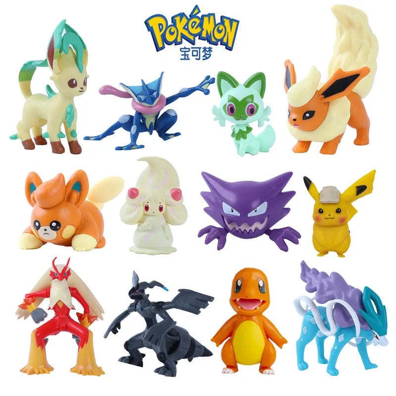 New 4-9 CM Pokemon Anime Figure Pikachu Gengar Eevee Series Mew Cartoons Figure Pocket Monster Action Model Toys Kids Gifts Beauty World Shop
