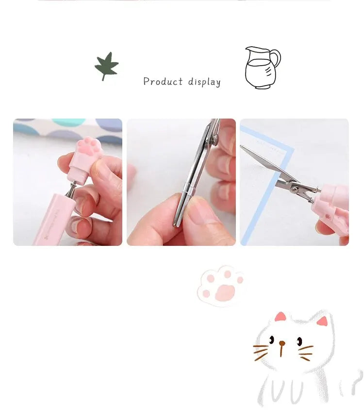 4Style Portable Folding Cat's Paw Scissors Stainless Steel Art Tool Multi-Function Pen-Shaped Scissors for Handbooks  Office Use Beauty World Shop