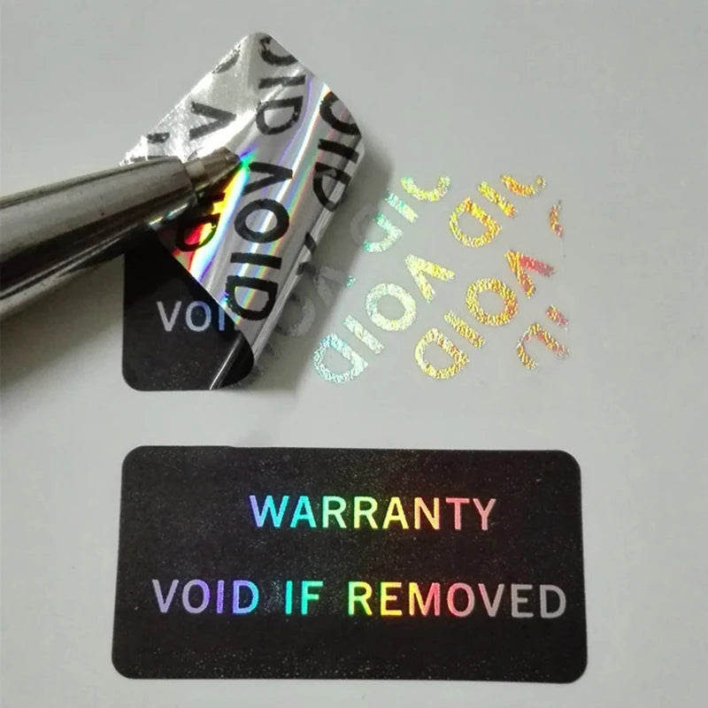 100Pcs Bar code warranty void stickers Dumb silver PET security labels with serial number waterproof tamper proof seal label Beauty World Shop