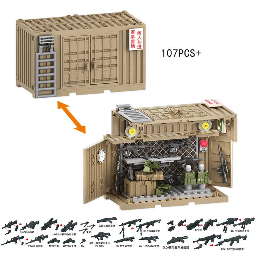 World War 2 WW2 Army Military Soldiers SWAT Police Container Weapon Cannon Base Model Building Blocks Bricks Children's Toys Beauty World Shop
