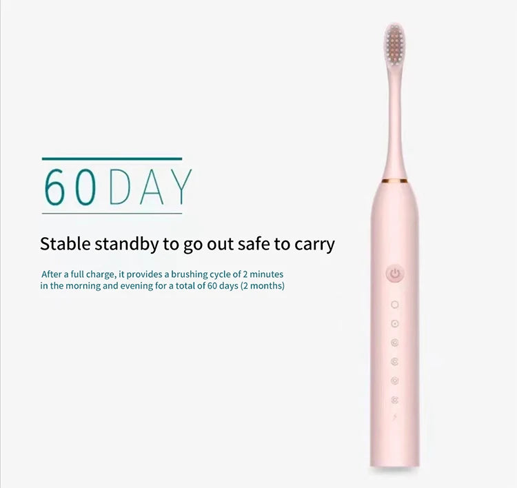 Electric Ultrasonic Toothbrush Six Speed Mode Home Soft Hair USB Charging Waterproof Adult Tooth Cleaner Automatic Couple Set Beauty World Shop