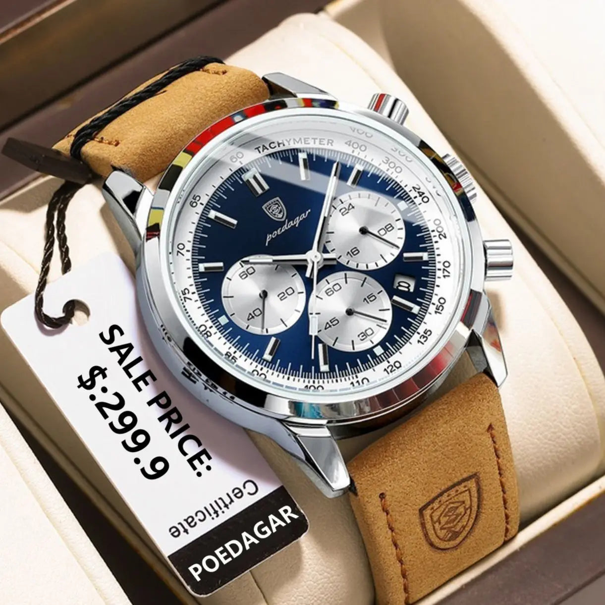 POEDAGAR Top Brand Men's Quartz Watch Waterproof Luminous Chronograph Military Man Watch Luxury Fashion Leather Watches For Men Beauty World Shop