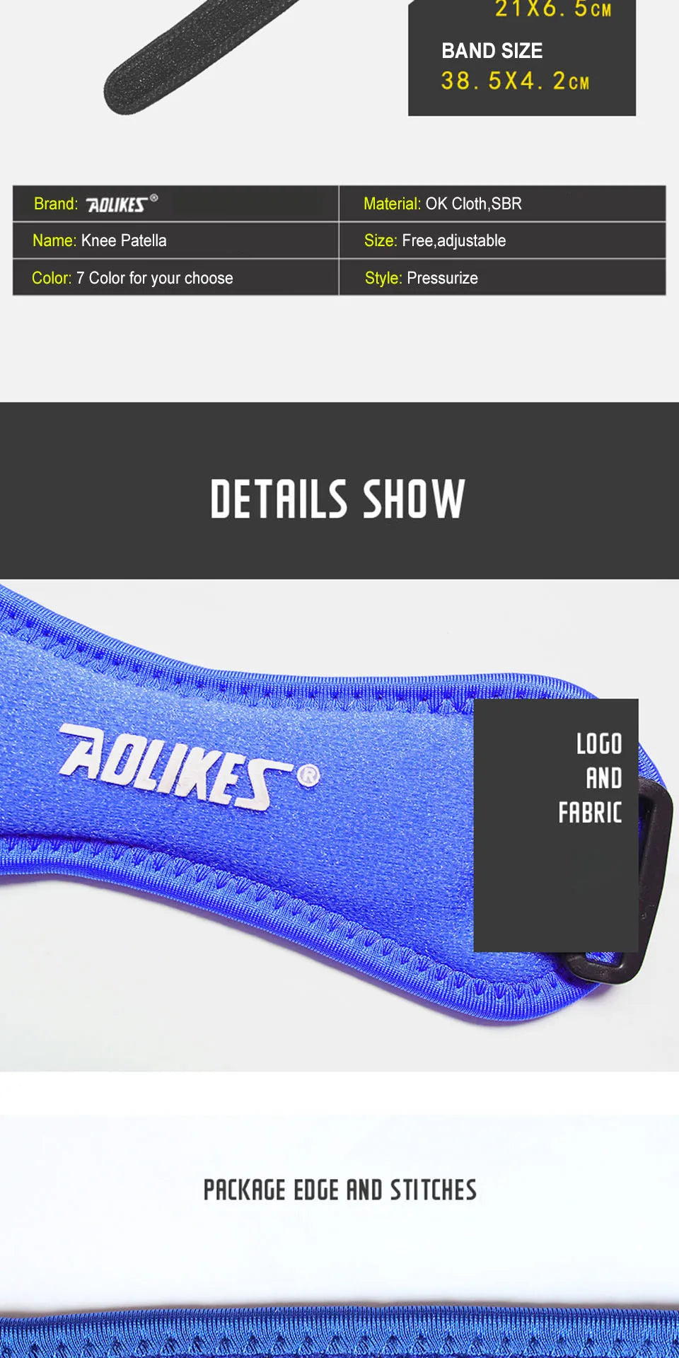AOLIKES 1PCS Knee Braces for Knee Pain,Patella Knee Support Strap,Adjustable Patellar Tendon Stabilizer Band for Basketball Beauty World Shop