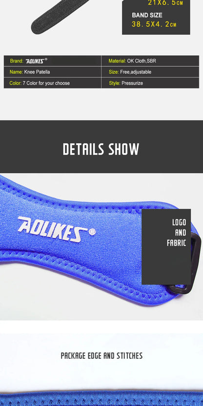 AOLIKES 1PCS Knee Braces for Knee Pain,Patella Knee Support Strap,Adjustable Patellar Tendon Stabilizer Band for Basketball Beauty World Shop