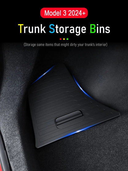 Trunk Organizer for Tesla Model 3 2024 2025 Waterproof Rear Trunk Storage Bins Side Box with Carpeted Lip Car Travel Accessories Beauty World Shop