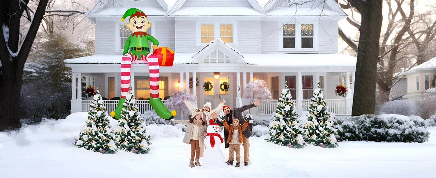 8FT Christmas Inflatables Outdoor Decorations, Christmas Inflatable Sitting Elf Christmas Yard Decorations Bliud-in LED Lights Beauty World Shop