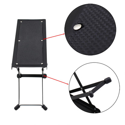 Guitar Foot Stool 4 Position Height Adjustable Foldable Guitar Pedal Foot Rest Step Footstool Black for Guitar Pedal Accessories Beauty World Shop