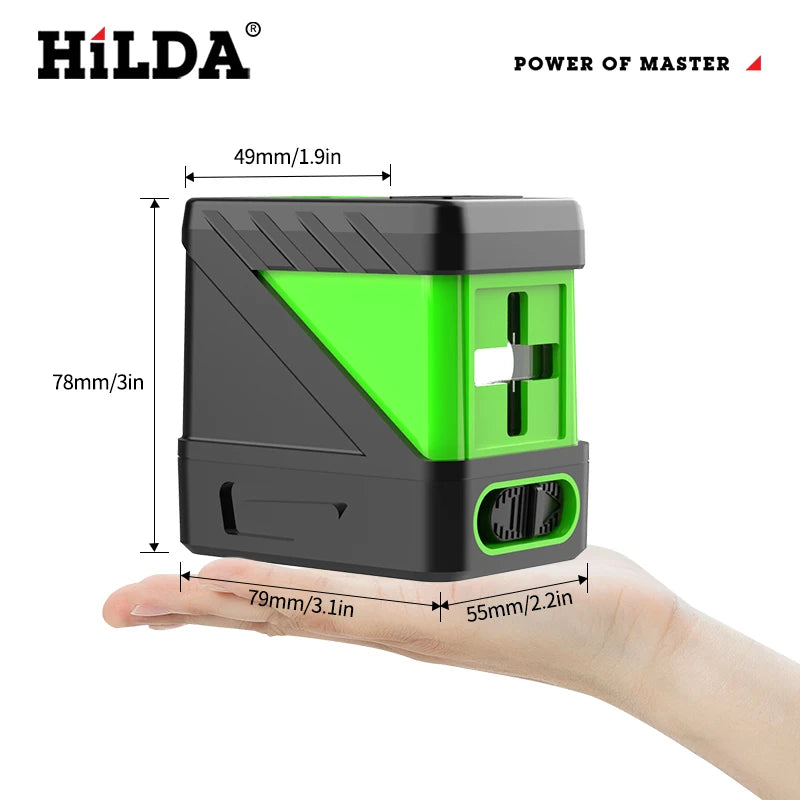 HILDA 2 Lines Laser Level Self Levelling Green Beams Laser Horizontal Vertical Cross Line Mini Laser Level Beauty World Shop
