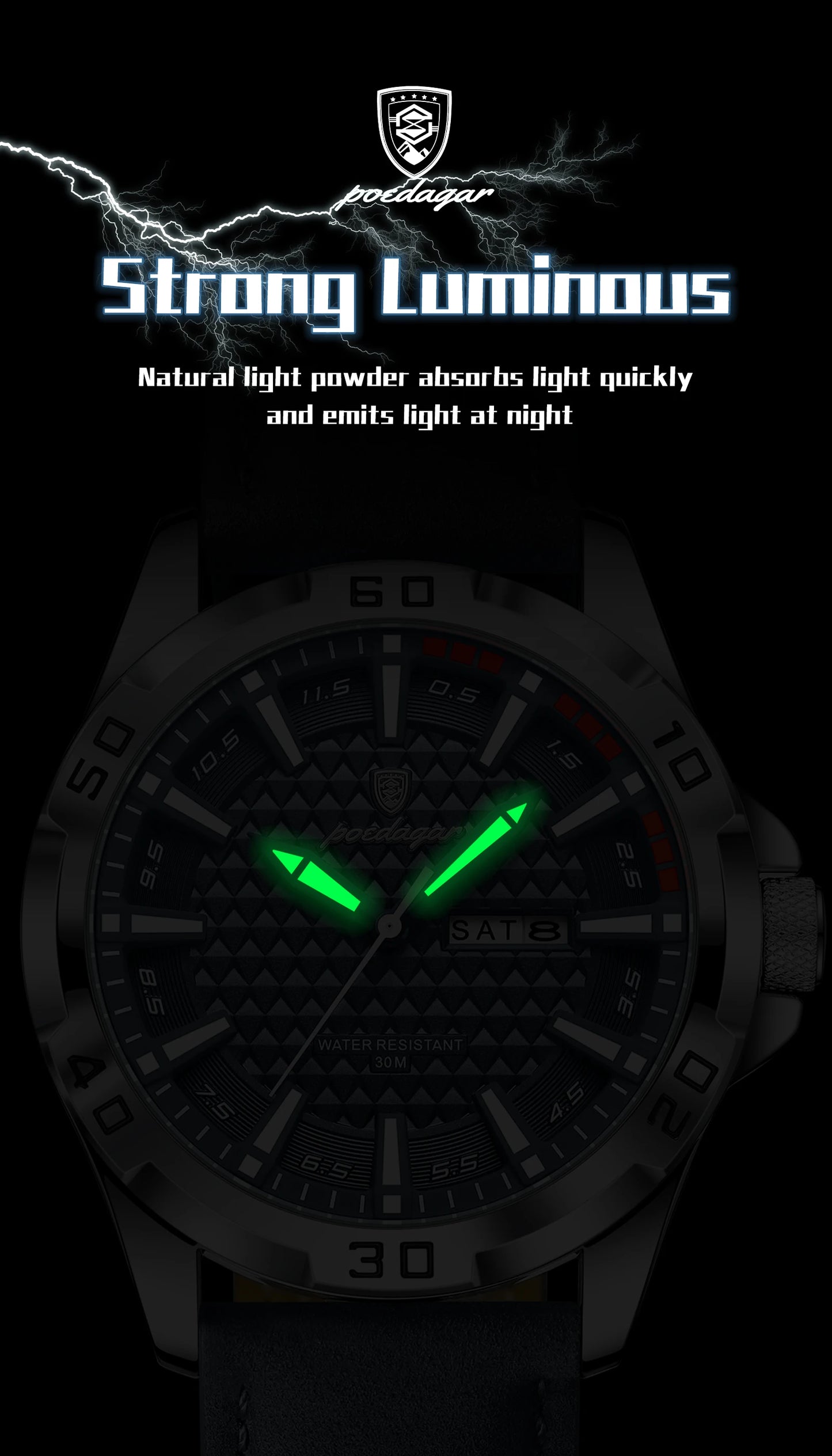 POEDAGAR Original Men Watch Luxury Waterproof Luminous Date Week Watch For Man Quartz Leather Fashion Men's Watches Reloj Hombre Beauty World Shop
