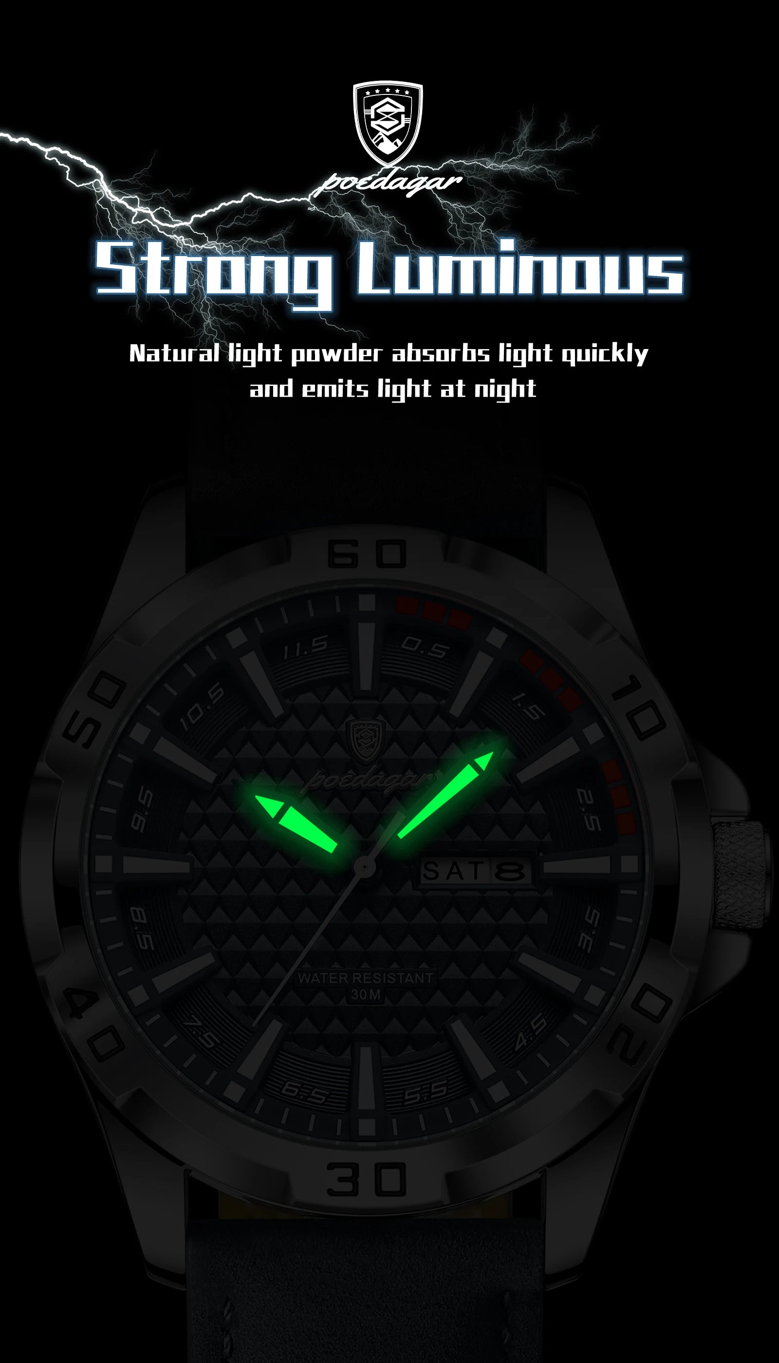 POEDAGAR Original Men Watch Luxury Waterproof Luminous Date Week Watch For Man Quartz Leather Fashion Men's Watches Reloj Hombre Beauty World Shop