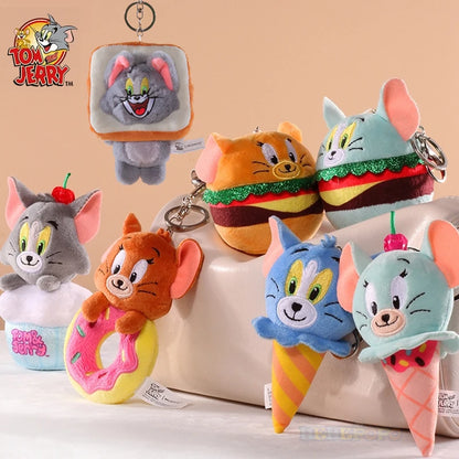 Original Tom and Jerry Plush Keychains Cosplay Cheese Toast Bagel Cake Jerry Hamburger TOM Lovely Cute Gift Toy Toy Beauty World Shop
