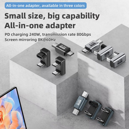 USB4.0 PD240W 8K60Hz Charger Connector for  80Gbps High Speed USB C OTG U-Shape Straight Angle dapter For Macbook iphnoe15/16