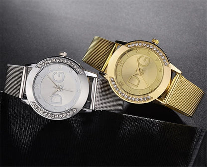 Fashion DQG Brand Starry Sky Diamond encrusted Women's Quartz Watch Casual Stainless Steel Gold Mesh Strap Women's Dress Watches Beauty World Shop