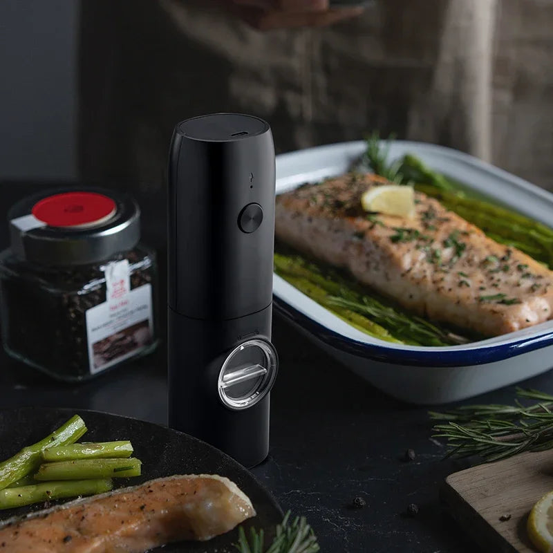 Electric Automatic Salt And Pepper Grinder Set Rechargeable With USB Gravity Spice Mill Adjustable Spices Grinder With LED Light Beauty World Shop