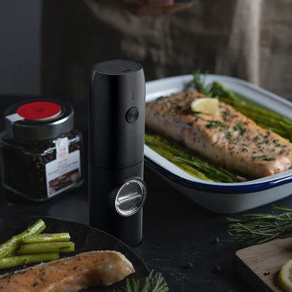 Electric Automatic Salt And Pepper Grinder Set Rechargeable With USB Gravity Spice Mill Adjustable Spices Grinder With LED Light Beauty World Shop