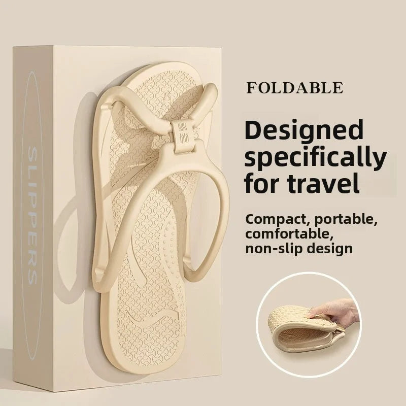 Foldable Travel Slippers Unisex EVA Flip Flops Hotel Non Slip Bathroom Indoor Outdoor Portable Lightweight Comfortable Beauty World Shop