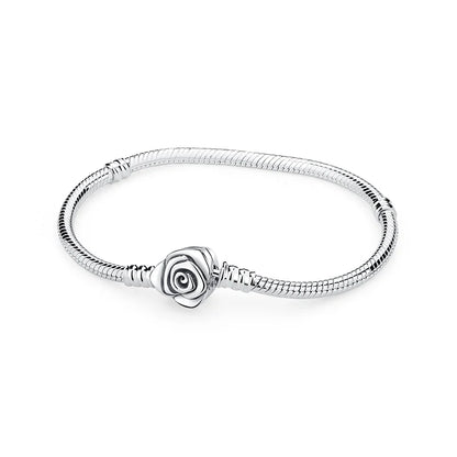 Original 925 Sterling Silver Bracelets Bangles Love Heart Clip Charms Beads Snake Chains For Women Rose Gold DIY Luxury Jewelry Beauty World Shop