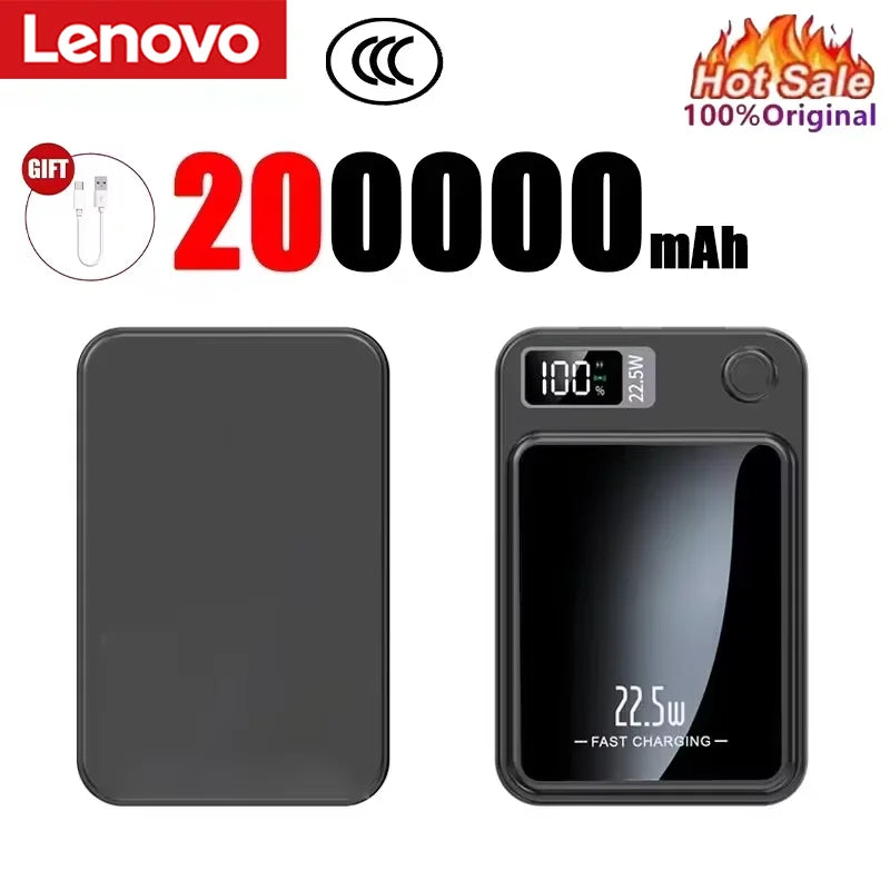 Lenovo 2026 200000mAh Magnetic Wireless Power Bank Portable Fast Charger For Magsafe Auxiliary Battery For iphone Huawei Samsung Beauty World Shop