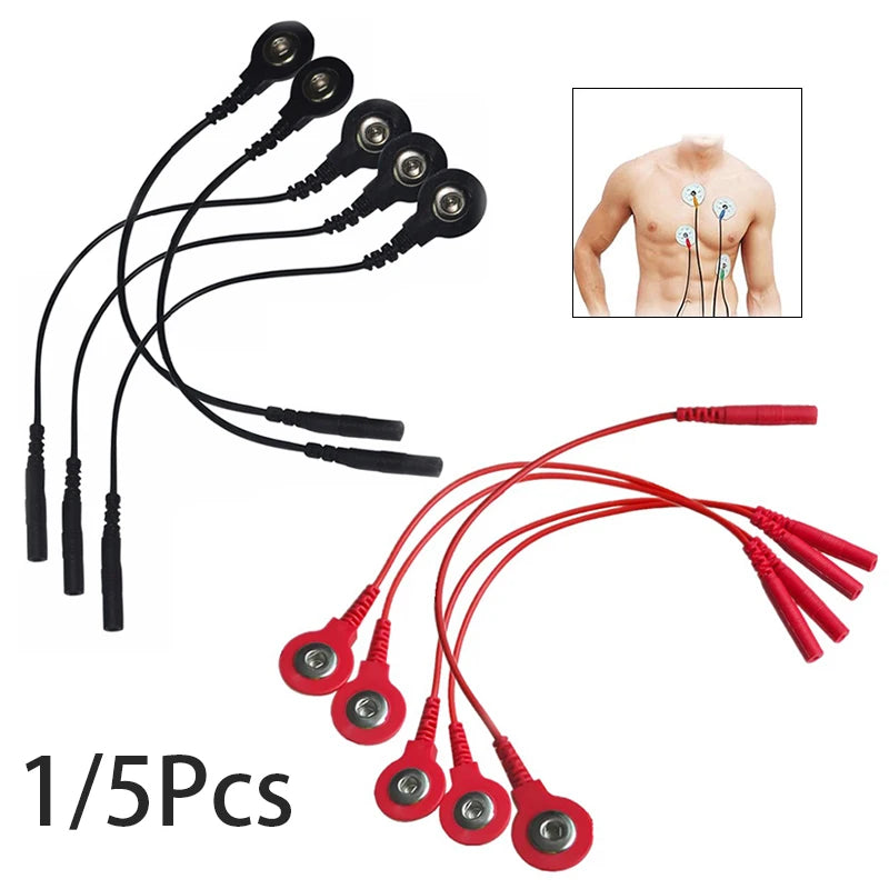 Standard Electrode Lead Wires Cables Electrode Wires DC Head 2mm Snap 3.5mm Plug For Tens/Ems Massager Therapy Electrode Gloves Beauty World Shop