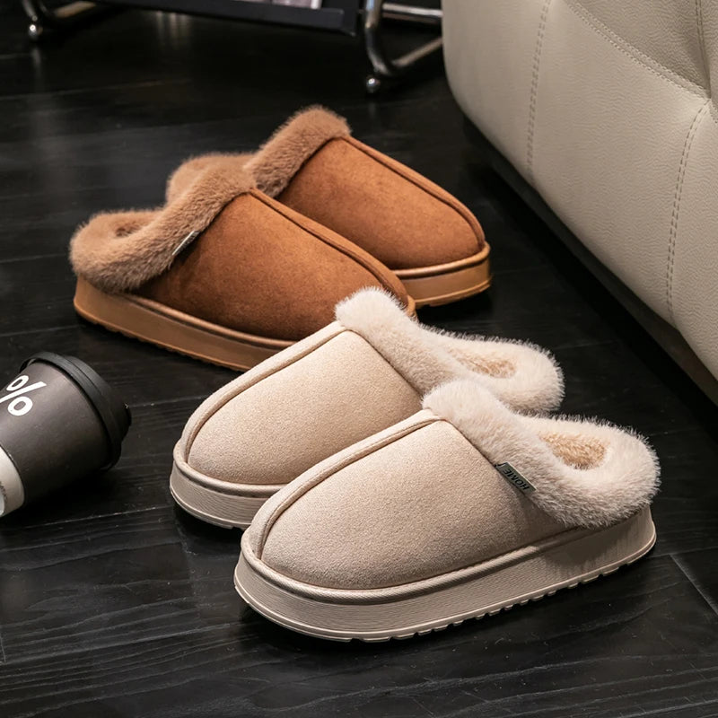 Fashion Women Fluffy Slippers for Autumn and Winter Indoor EVA Thick Sole Anti-Slip and Warm Unisex Slippers for Winter Beauty World Shop