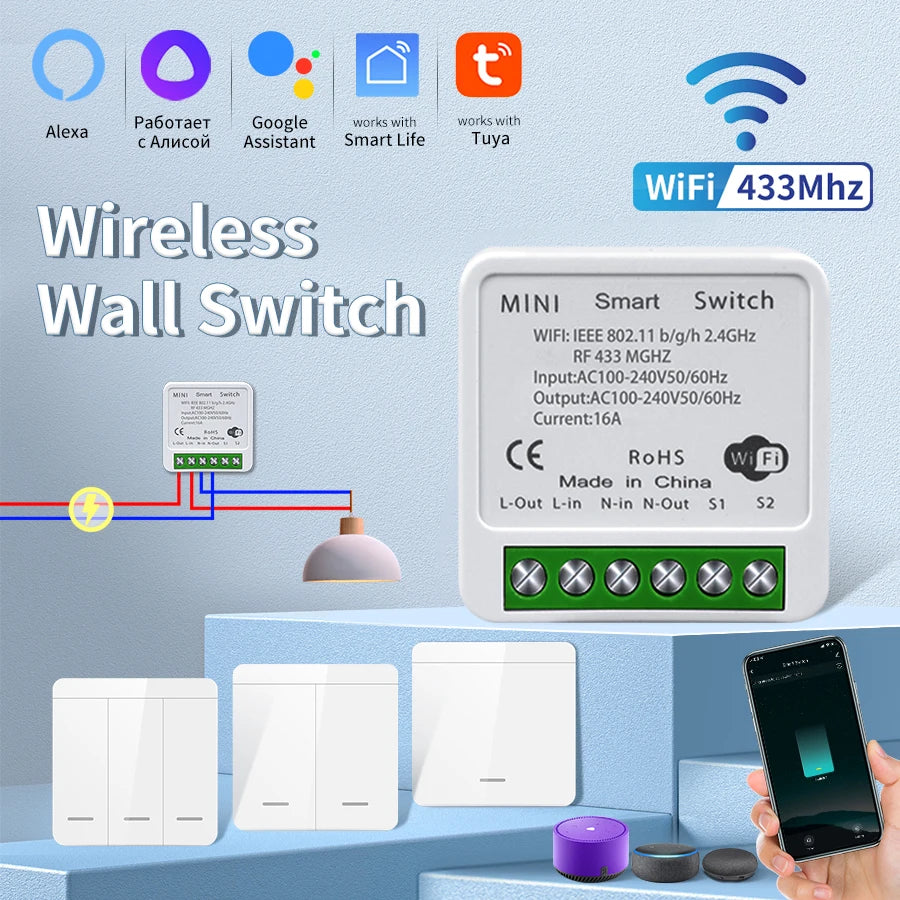 Wifi Smart Switch for Led Lighting Tuya Smart Life RF 433MHz Remote Voice Control Alexa Google Alice 1/2/3 Gang Wireless Switch Beauty World Shop