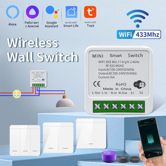 Wifi Smart Switch for Led Lighting Tuya Smart Life RF 433MHz Remote Voice Control Alexa Google Alice 1/2/3 Gang Wireless Switch Beauty World Shop